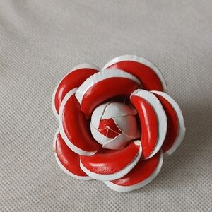 Red and White Flower Brooch